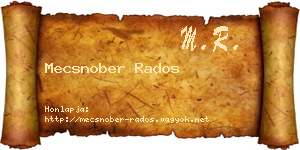 Mecsnober Rados névjegykártya